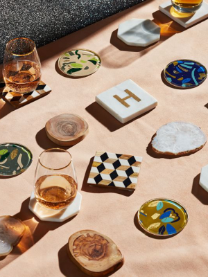 Marble & Brass Monogram Coasters (set Of 4)