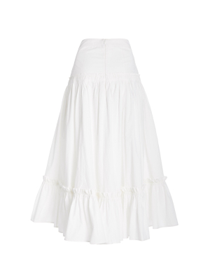 Tisbury Printed Cotton-poplin Midi Skirt