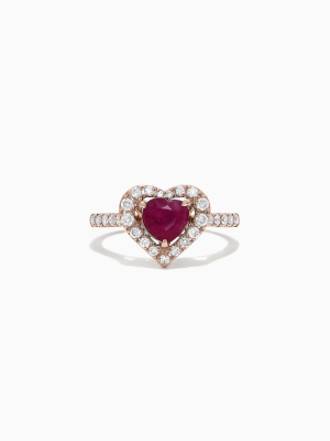 Effy Ruby Royale 14k Rose Gold Ruby & Diamond Heart Ring, 1.42 Tcw