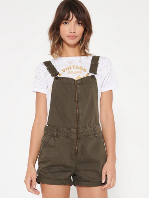 Zip Through Dungaree Shorts