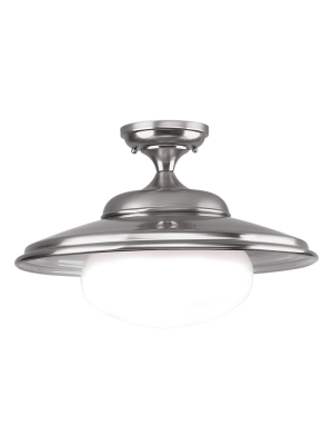 Hudson Valley Lighting Independence Ceiling Lamp - Satin Nickel & Opal Glossy