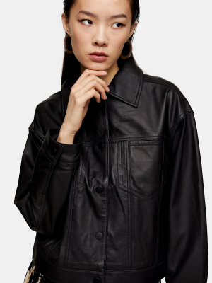 **black Clean Leather Jacket By Topshop Boutique