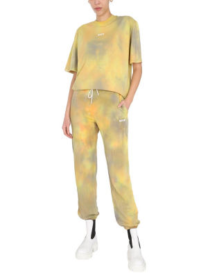 Msgm Logo Print Tie-dye Track Pants