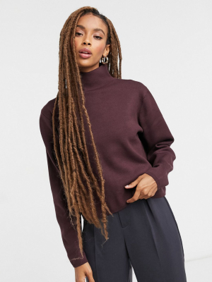 & Other Stories High-neck Knitted Sweater In Burgundy