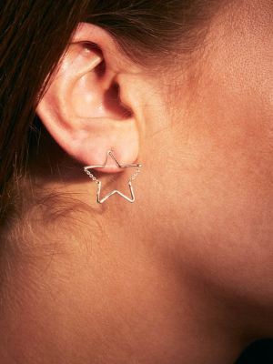Star Chain Stud Earrings - Silver