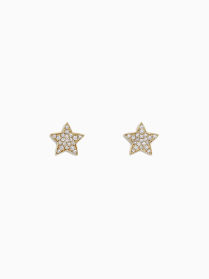 Effy Novelty 14k Yellow Gold Diamond Star Stud Earrings, 0.14 Tcw