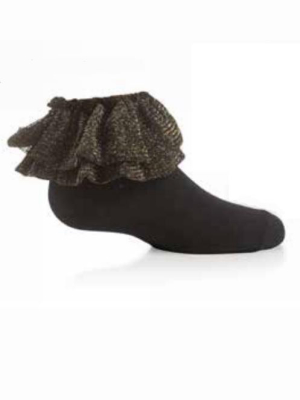 Zubii Metallic Cotton Ankle Sock - Black/gold