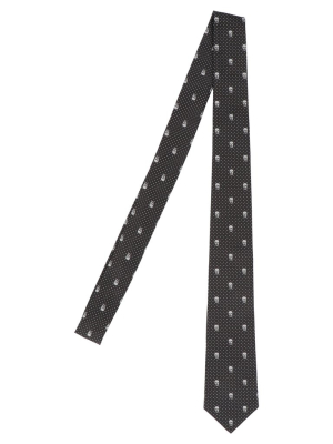 Alexander Mcqueen Skull Embroidered Tie