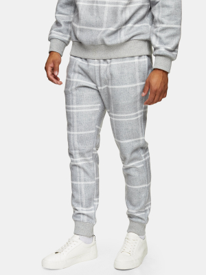 Gray Windowpane Check Sweatpants