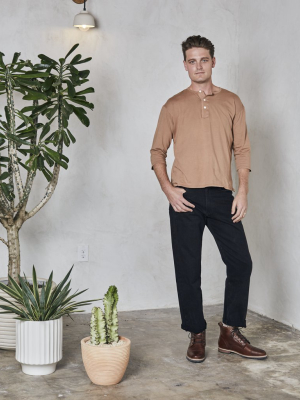 Davis 3/4 Sleeve Henley - Pecan