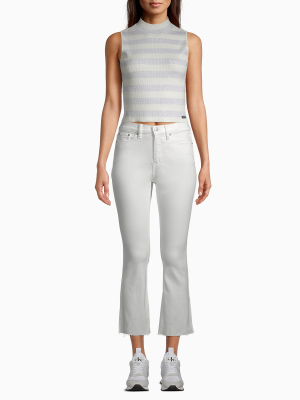 Skinny Fit High Rise White Cropped Jeans