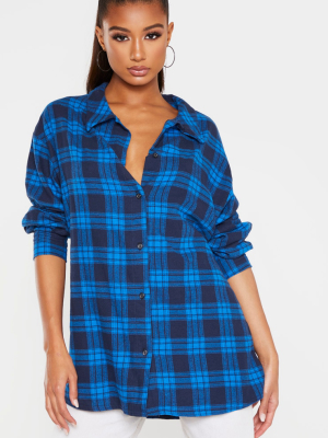 Bright Blue Checked Oversized Shirt