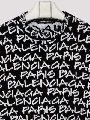 Balenciaga All Over Logo Crewneck Sweater