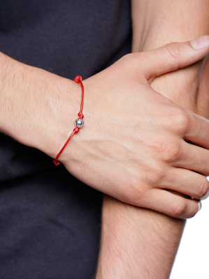 Men's Red String Bracelet With Silver