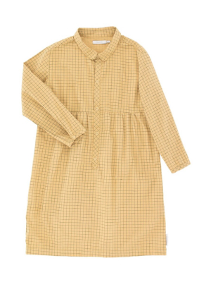 Tiny Cottons Grid Dress - Sand/dark Green