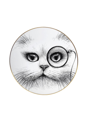 Cat With Monocle Salad/dessert Plate