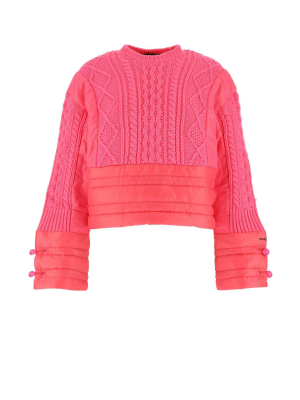 Redvalentino The Black Tag Cable Knitted Panelled Sweater