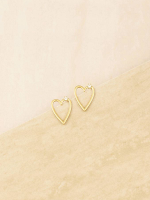 Subtle Love 18k Gold Plated Heart Earrings