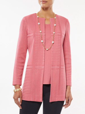 Subtle Rib Knit Jacket, Rapture Rose