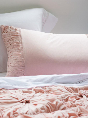 Lazybones Rosette Standard Pillowcase Set In Tuscan Pink Organic Cotton