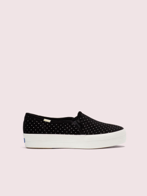 Keds X Kate Spade New York Triple Decker Glitter Velvet Sneakers