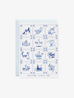 New Baby Delft Tiles Card