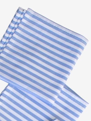 Small Wide Blue Stripe Napkins - Set Of 4