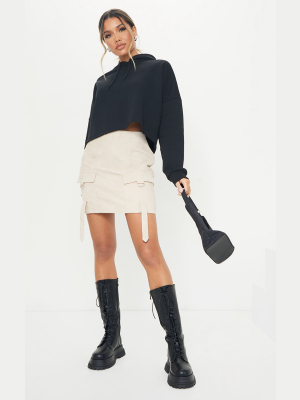 Cream Cord Pocket Detail Mini Skirt