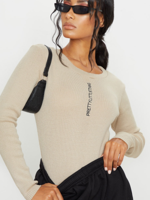 Prettylittlething Stone Knitted Bodysuit