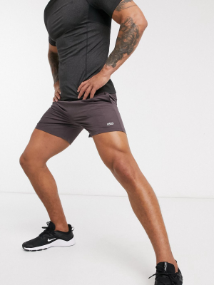 Asos 4505 Icon Training Shorts In Mid Length With Quick Dry In Brown