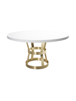 Cannon Dining Table Antique Brass Base With White Top