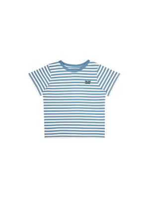 The New Society Stripes Tee - Deep Blue