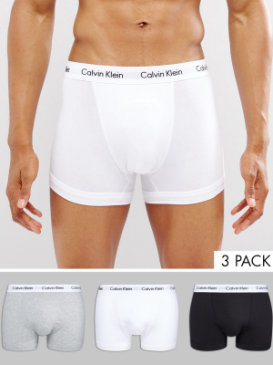 Calvin Klein Trunks 3 Pack In Cotton Stretch