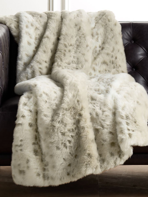 Faux Fur Snow Leopard Throw