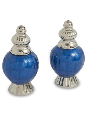 Julia Knight Peony 4" Salt And Pepper Set In Sapphire