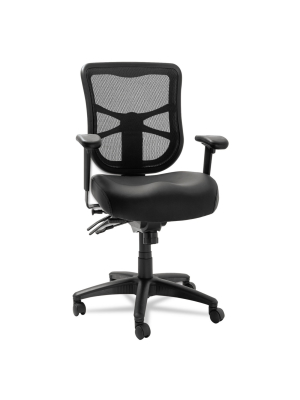 Alera Elusion Series Mesh Mid-back Multifunction Chair, Black Leather El4215