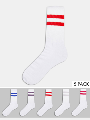 Asos Design Sport Sock With Bright Sport Stripe 5 Pack