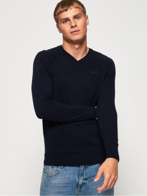 Orange Label Cotton Vee Neck Jumper