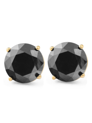 Pompeii3 2 Ct Black Diamond Studs 14k Yellow Gold Earrings