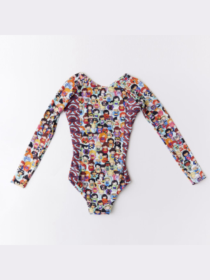 Gluck Beachwear Long Sleeve Print Swimsuit