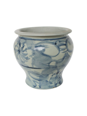 Silla Porcelain Flower Pot, Blue And White