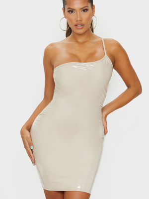 Shape Stone Vinyl One Shoulder Bodycon Dress