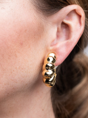 Polished Gold Twist Clip Hoop Earrings