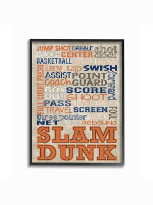 Orange And Navy Basketball Typog Oversized Framed Giclee Texturized Art (16"x20"x1.5) - Stupell Industries