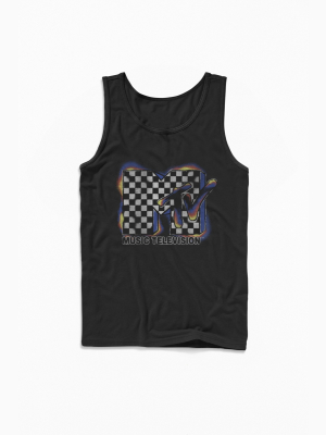 Mtv Checkered Burn Logo Tank Top