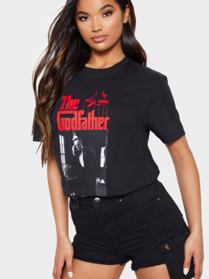 Black The Godfather Printed Oversized T Shirt