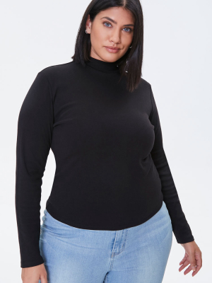 Plus Size Fitted Mock Neck Top