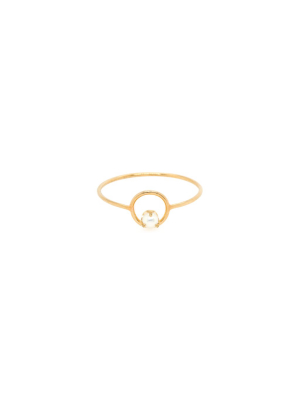 14k Circle Tiny Pearl Ring