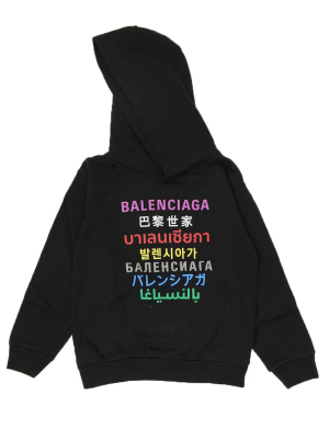 Balenciaga Kids Logo Print Hoodie