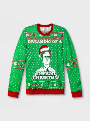 Men's The Office Dwight Christmas Ugly Holiday Sweater - Green